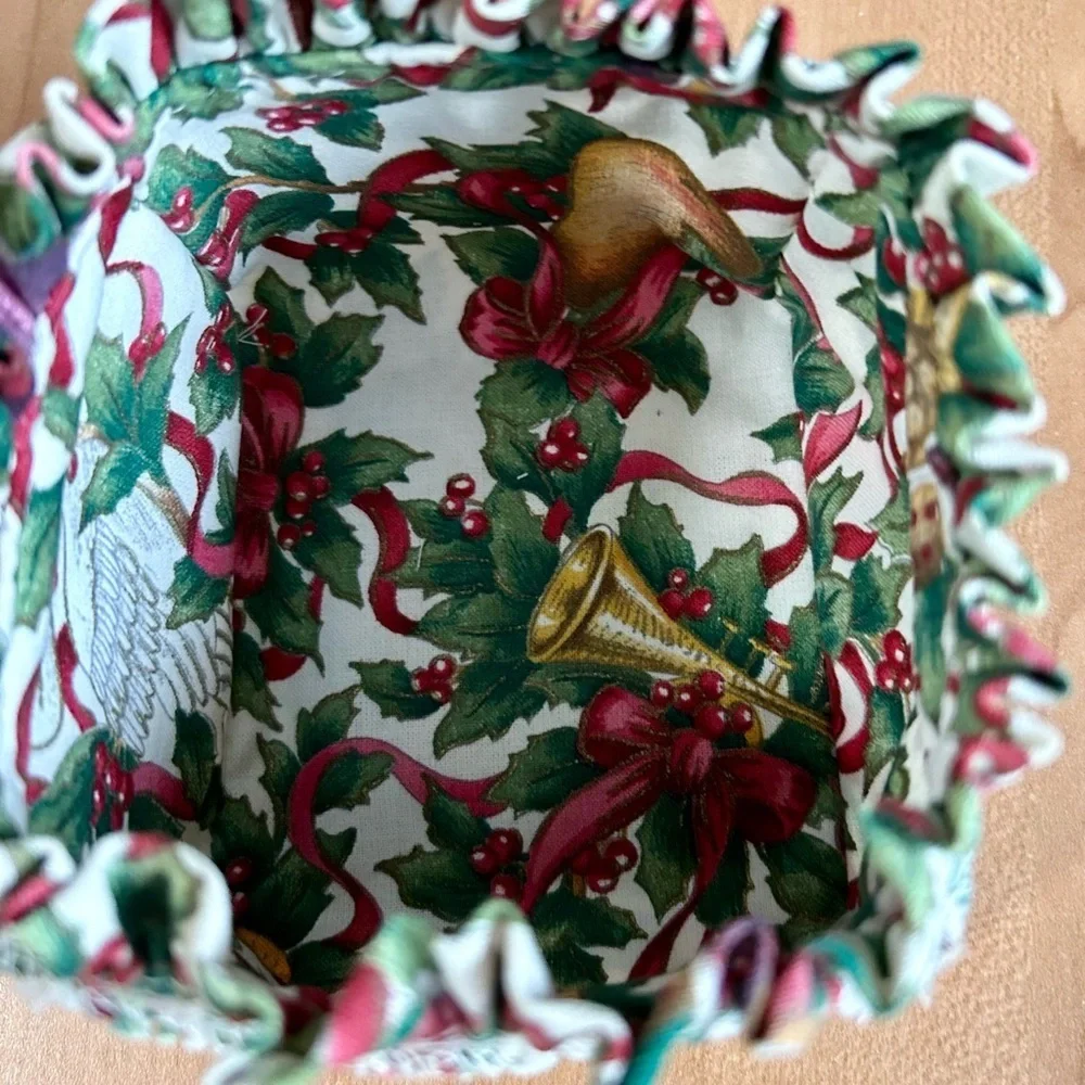Longaberger 2000 Xmas Let it Snow basket liner/Protecter/tie tag lot of 4 pc set